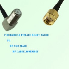 F Bulkhead Female Right Angle to RP SMA Male RF Cable Assembly