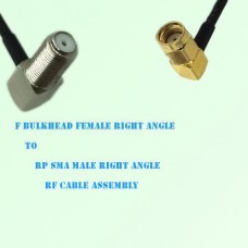 F Bulkhead Female R/A to RP SMA Male R/A RF Cable Assembly