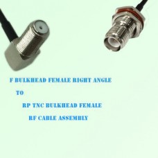 F Bulkhead Female R/A to RP TNC Bulkhead Female RF Cable Assembly