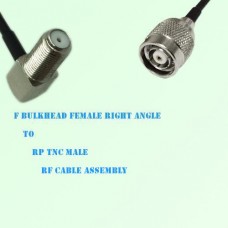 F Bulkhead Female Right Angle to RP TNC Male RF Cable Assembly