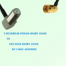 F Bulkhead Female R/A to SMA Male R/A RF Cable Assembly