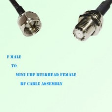F Male to Mini UHF Bulkhead Female RF Cable Assembly