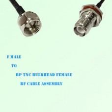 F Male to RP TNC Bulkhead Female RF Cable Assembly
