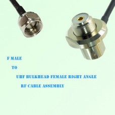 F Male to UHF Bulkhead Female Right Angle RF Cable Assembly