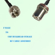 F Male to UHF Bulkhead Female RF Cable Assembly