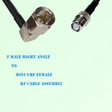 F Male Right Angle to Mini UHF Female RF Cable Assembly