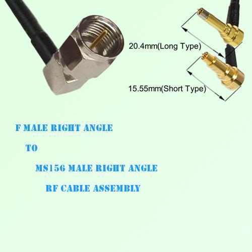 F Male Right Angle to MS156 Male Right Angle RF Cable Assembly