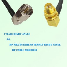 F Male R/A to RP SMA Bulkhead Female R/A RF Cable Assembly