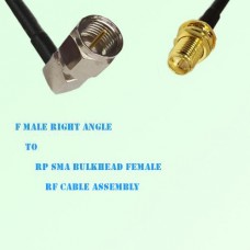 F Male Right Angle to RP SMA Bulkhead Female RF Cable Assembly
