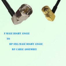 F Male Right Angle to RP SMA Male Right Angle RF Cable Assembly