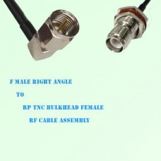 F Male Right Angle to RP TNC Bulkhead Female RF Cable Assembly