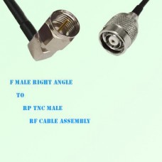 F Male Right Angle to RP TNC Male RF Cable Assembly