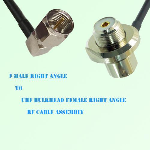 F Male R/A to UHF Bulkhead Female R/A RF Cable Assembly