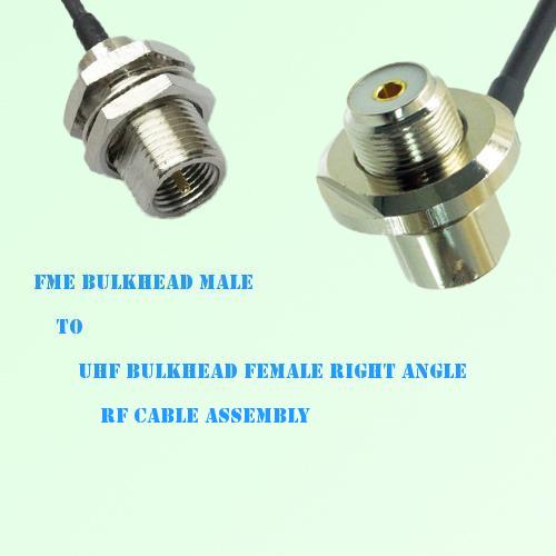FME Bulkhead Male to UHF Bulkhead Female Right Angle RF Cable Assembly