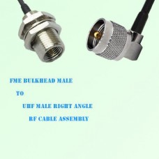 FME Bulkhead Male to UHF Male Right Angle RF Cable Assembly