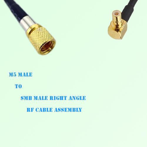Microdot 10-32 M5 Male to SMB Male Right Angle RF Cable Assembly