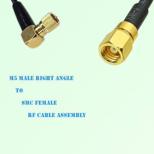 Microdot 10-32 M5 Male Right Angle to SMC Female RF Cable Assembly