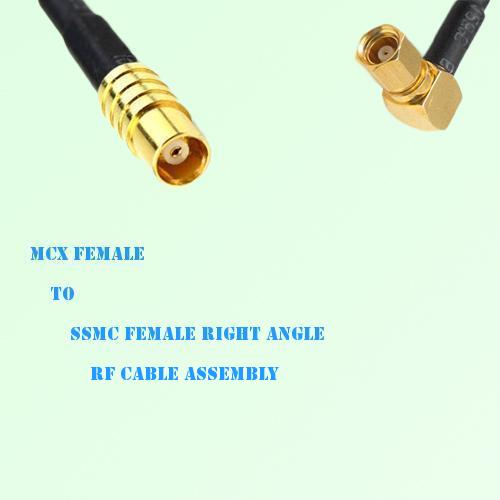 MCX Female to SSMC Female Right Angle RF Cable Assembly