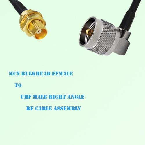 MCX Bulkhead Female to UHF Male Right Angle RF Cable Assembly