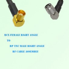 MCX Female Right Angle to RP TNC Male Right Angle RF Cable Assembly