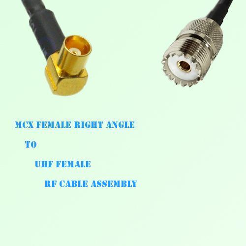 MCX Female Right Angle to UHF Female RF Cable Assembly