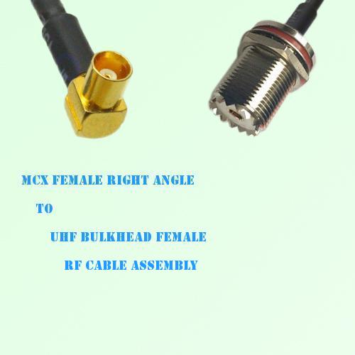 MCX Female Right Angle to UHF Bulkhead Female RF Cable Assembly