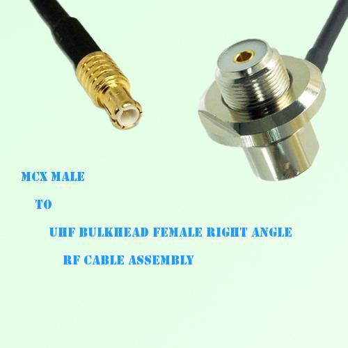 MCX Male to UHF Bulkhead Female Right Angle RF Cable Assembly