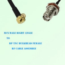 MCX Male Right Angle to RP TNC Bulkhead Female RF Cable Assembly