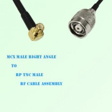 MCX Male Right Angle to RP TNC Male RF Cable Assembly