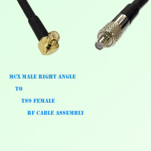 MCX Male Right Angle to TS9 Female RF Cable Assembly