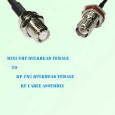 Mini UHF Bulkhead Female to RP TNC Bulkhead Female RF Cable Assembly