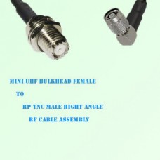 Mini UHF Bulkhead Female to RP TNC Male Right Angle RF Cable Assembly