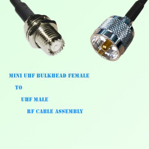 Mini UHF Bulkhead Female to UHF Male RF Cable Assembly