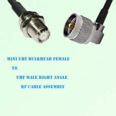 Mini UHF Bulkhead Female to UHF Male Right Angle RF Cable Assembly