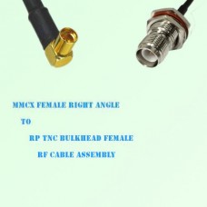 MMCX Female Right Angle to RP TNC Bulkhead Female RF Cable Assembly