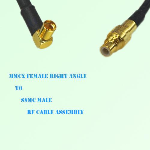 MMCX Female Right Angle to SSMC Male RF Cable Assembly