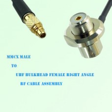 MMCX Male to UHF Bulkhead Female Right Angle RF Cable Assembly
