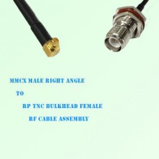 MMCX Male Right Angle to RP TNC Bulkhead Female RF Cable Assembly