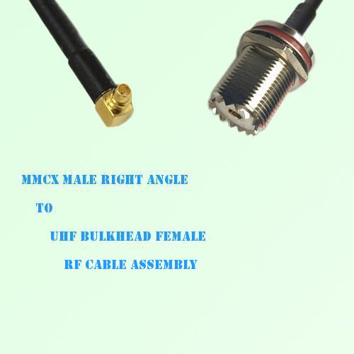 MMCX Male Right Angle to UHF Bulkhead Female RF Cable Assembly