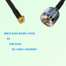 MMCX Male Right Angle to UHF Male RF Cable Assembly
