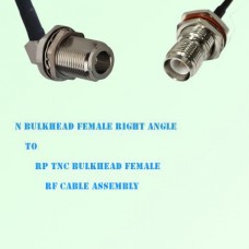 N Bulkhead Female R/A to RP TNC Bulkhead Female RF Cable Assembly
