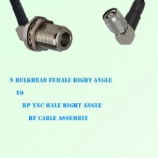 N Bulkhead Female R/A to RP TNC Male R/A RF Cable Assembly