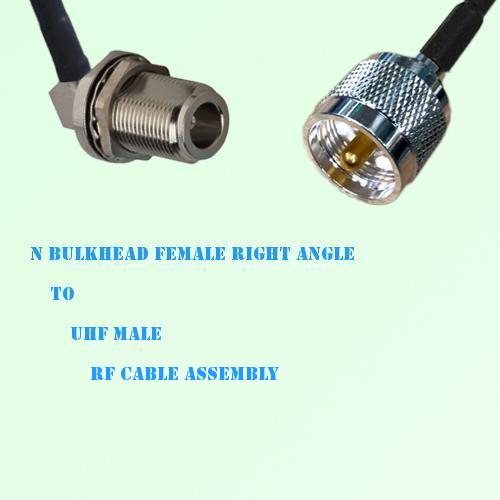 N Bulkhead Female Right Angle to UHF Male RF Cable Assembly