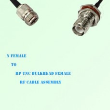 N Female to RP TNC Bulkhead Female RF Cable Assembly