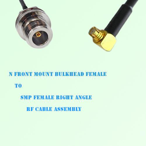 N Front Mount Bulkhead Female to SMP Female R/A RF Cable Assembly