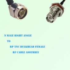 N Male Right Angle to RP TNC Bulkhead Female RF Cable Assembly