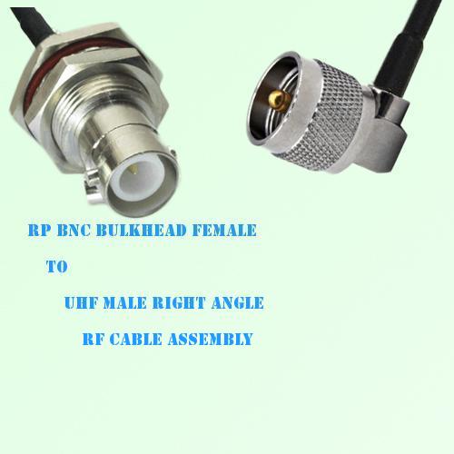 RP BNC Bulkhead Female to UHF Male Right Angle RF Cable Assembly