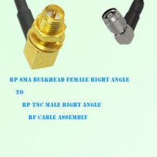 RP SMA Bulkhead Female R/A to RP TNC Male R/A RF Cable Assembly