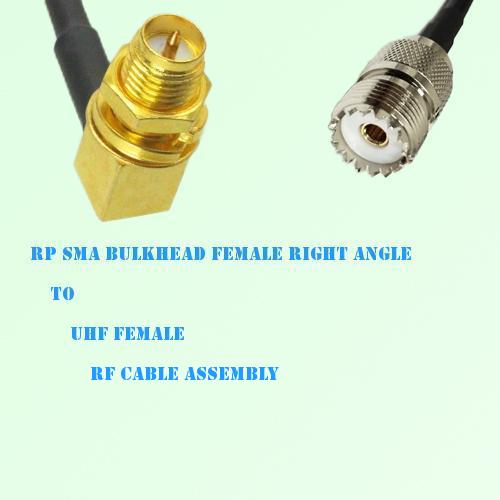 RP SMA Bulkhead Female Right Angle to UHF Female RF Cable Assembly
