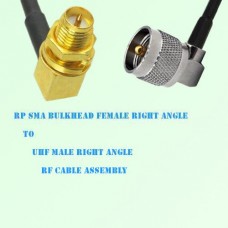 RP SMA Bulkhead Female R/A to UHF Male R/A RF Cable Assembly